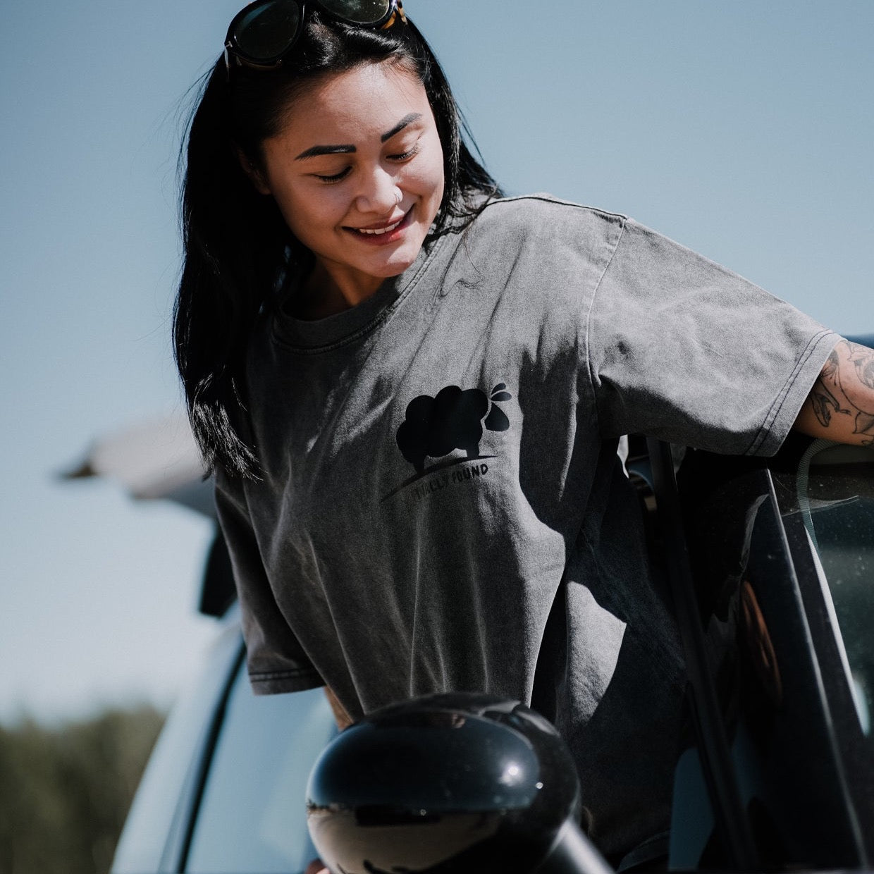 "FINALLY FOUND" ACID WASH UNISEX OVERSIZE SHIRT - Plain + Simple Co.