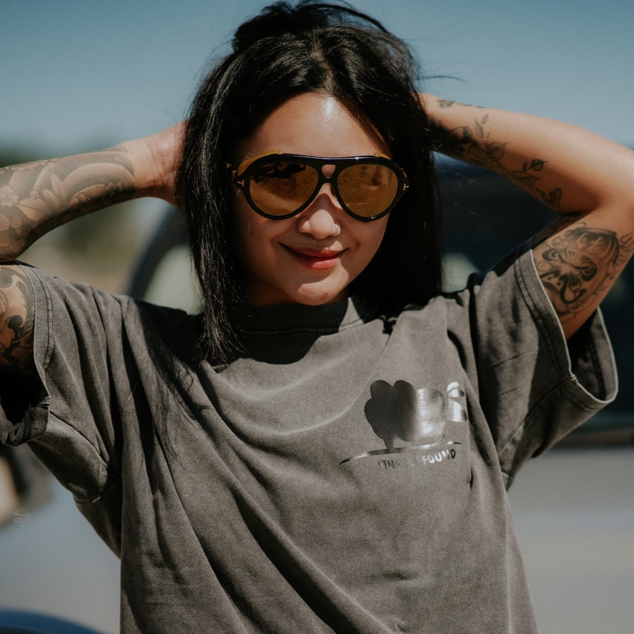 "FINALLY FOUND" ACID WASH UNISEX OVERSIZE SHIRT - Plain + Simple Co.