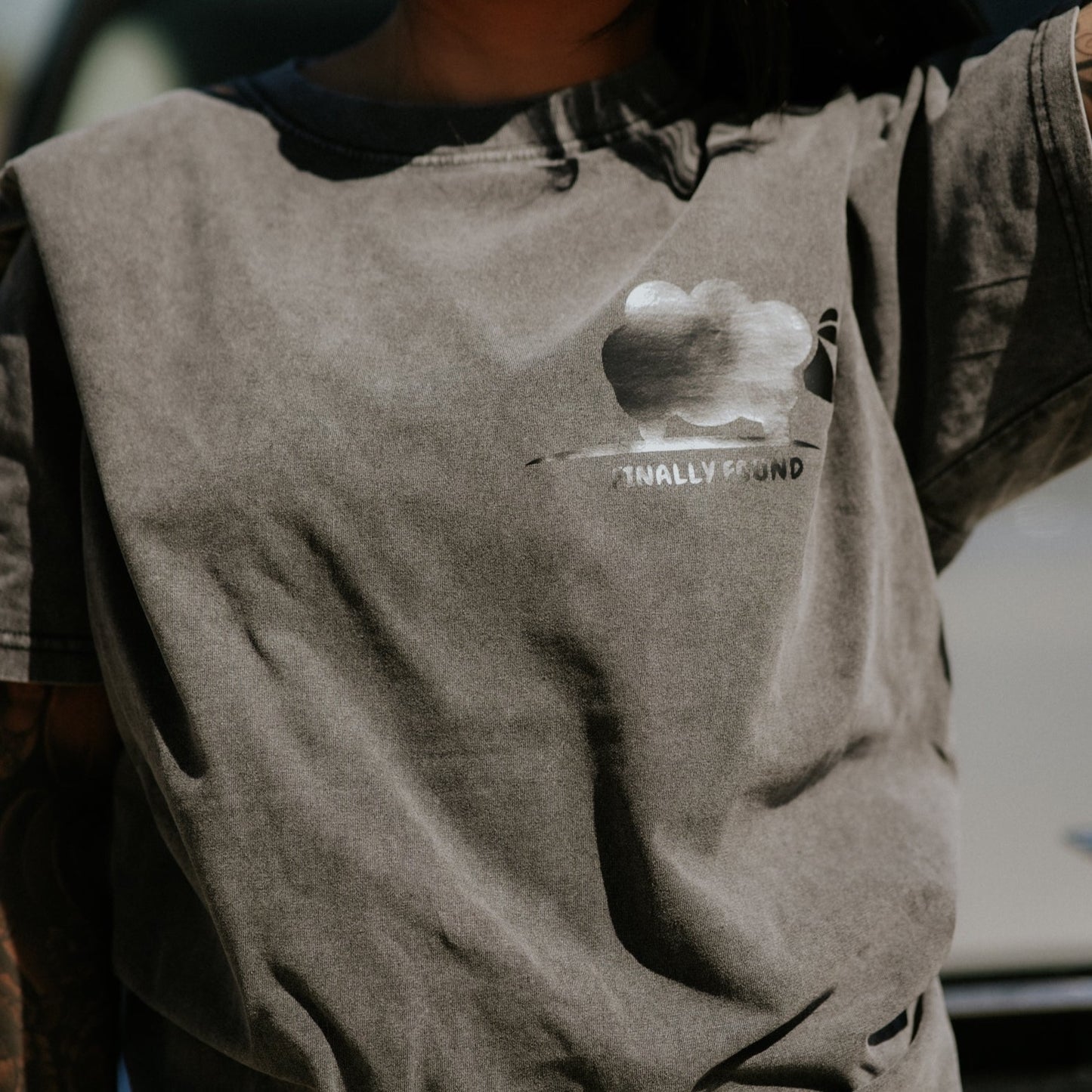 "FINALLY FOUND" ACID WASH UNISEX OVERSIZE SHIRT - Plain + Simple Co.