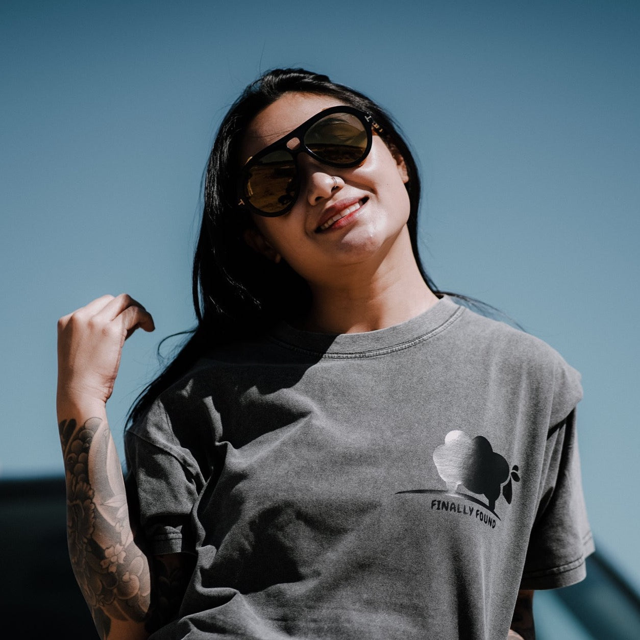 "FINALLY FOUND" ACID WASH UNISEX OVERSIZE SHIRT - Plain + Simple Co.