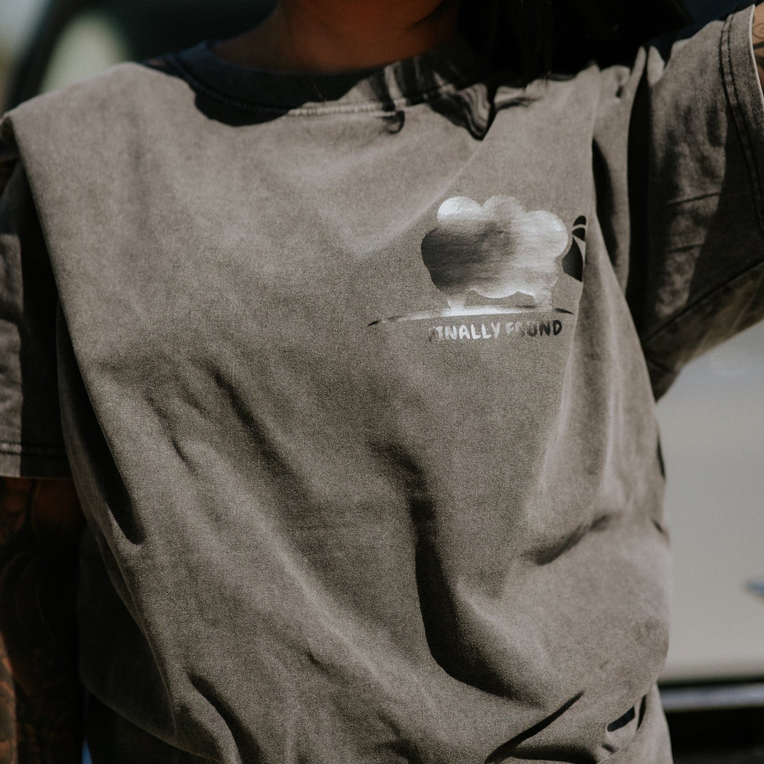 "FINALLY FOUND"  ACID WASH UNISEX OVERSIZE SHIRT - Plain + Simple Co.